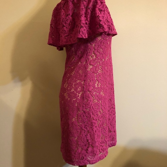 Eliza J Lace Purple Pink Off the Shoulder Dress - Picture 13 of 14